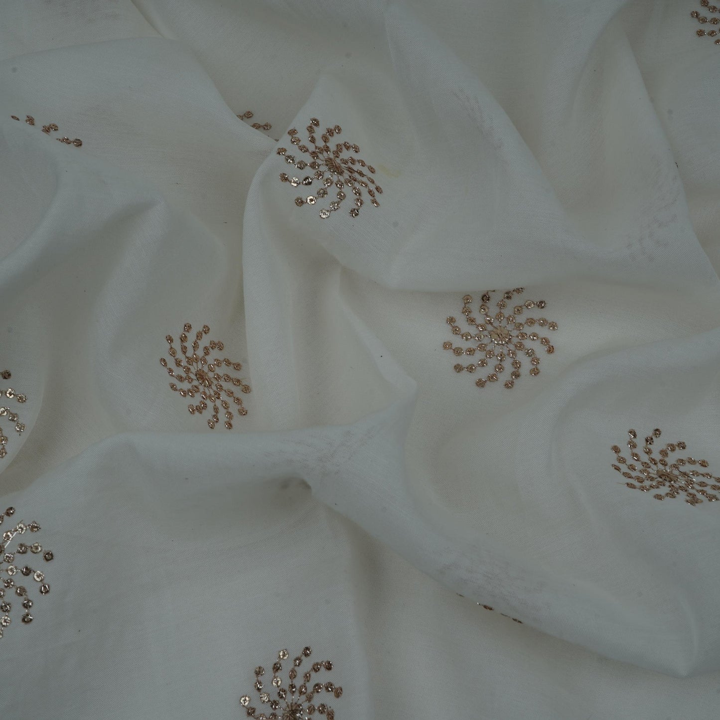 White Sequins embroidery Chinon Fabric VF-32279