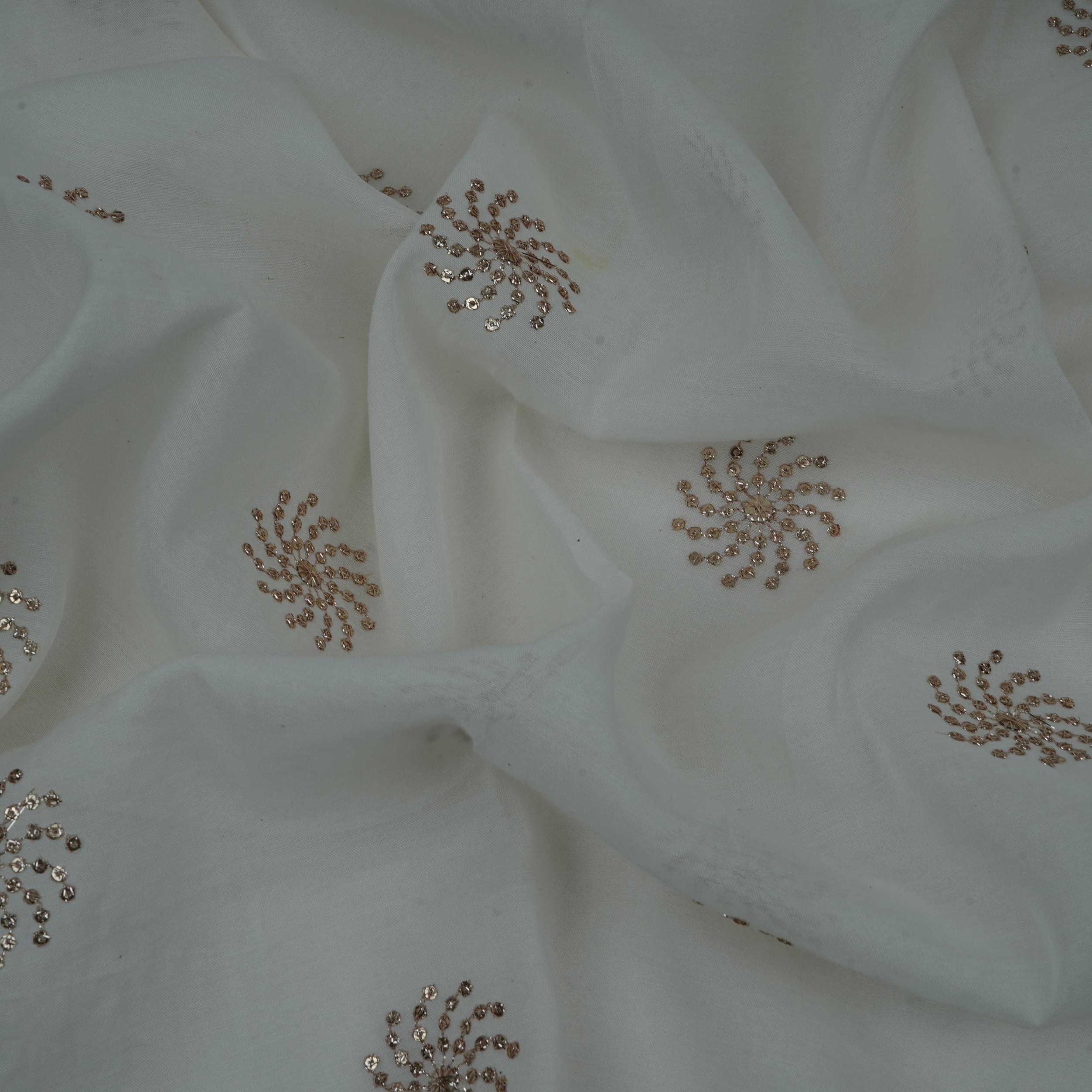 White Sequins embroidery Chinon Fabric VF-32279 - TradeUNO
