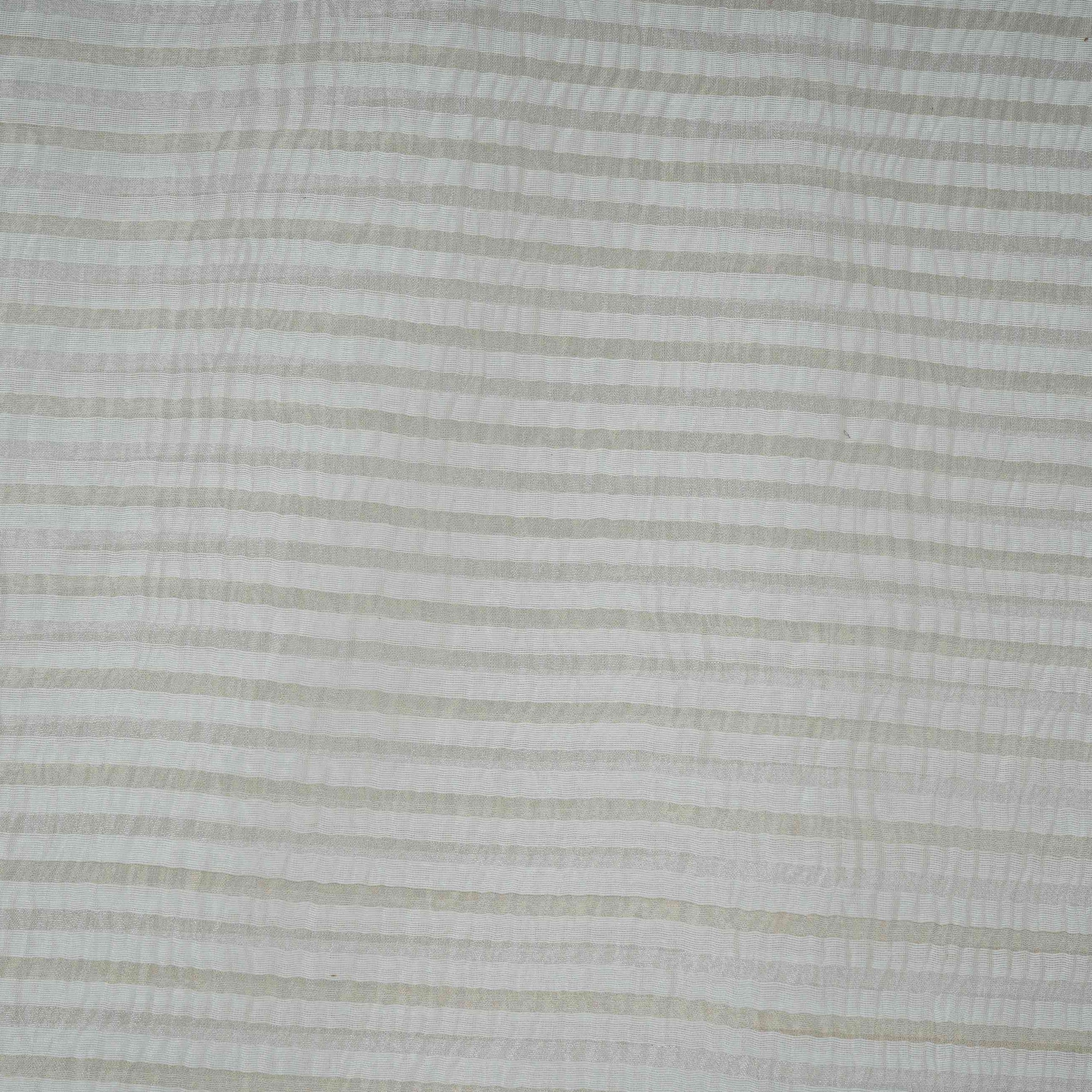 Silver & Golden Stripes Dyeable Crushed Tissue Fabric GF-32346 - TradeUNO