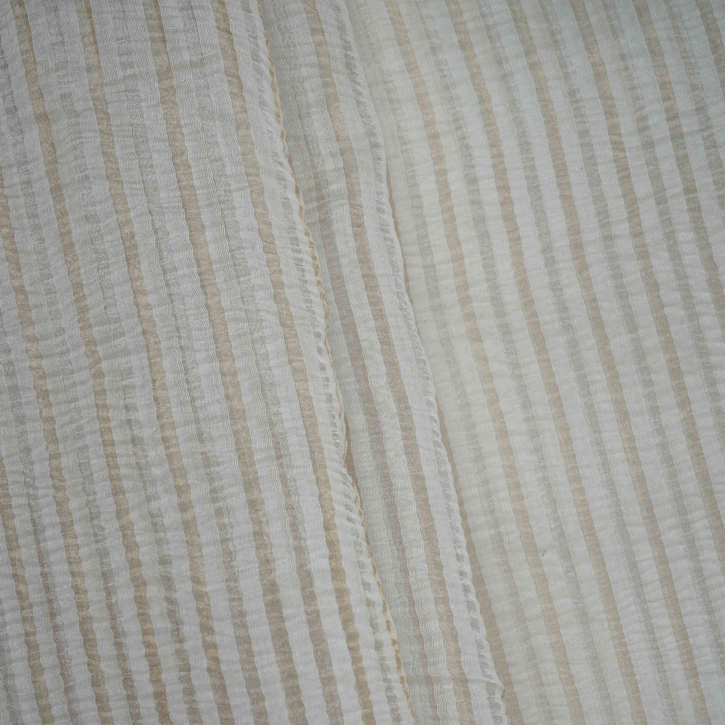 Silver & Golden Stripes Dyeable Crushed Tissue Fabric GF-32346