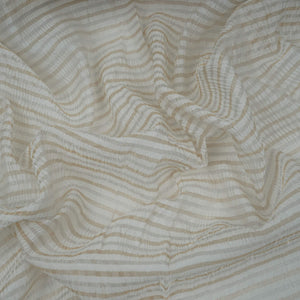 Silver & Golden Stripes Dyeable Crushed Tissue Fabric GF-32346 - TradeUNO