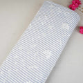 Grey Stripes Floral Embroidery South Cotton Fabric ZA-30586