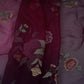 Purple with Wine 4D floral embroidery Pure 27gm Organza Fabric GPF-32280