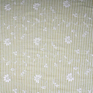 Green Stripes Floral Embroidery South Cotton Fabric ZA-30585 - TradeUNO