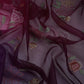 Purple with Wine 4D floral embroidery Pure 27gm Organza Fabric GPF-32280