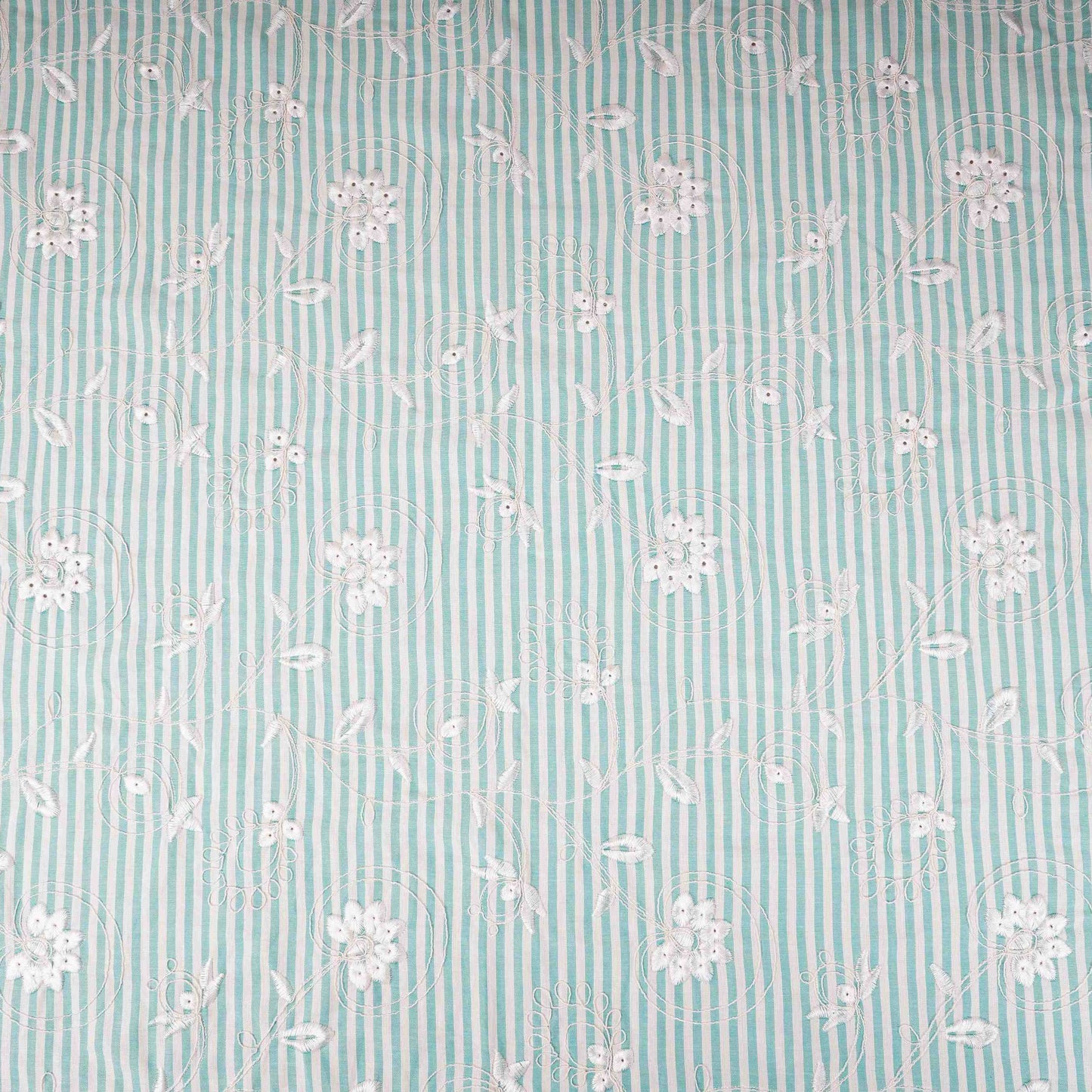 Purple Stripes Floral Embroidery South Cotton Fabric ZA-30588