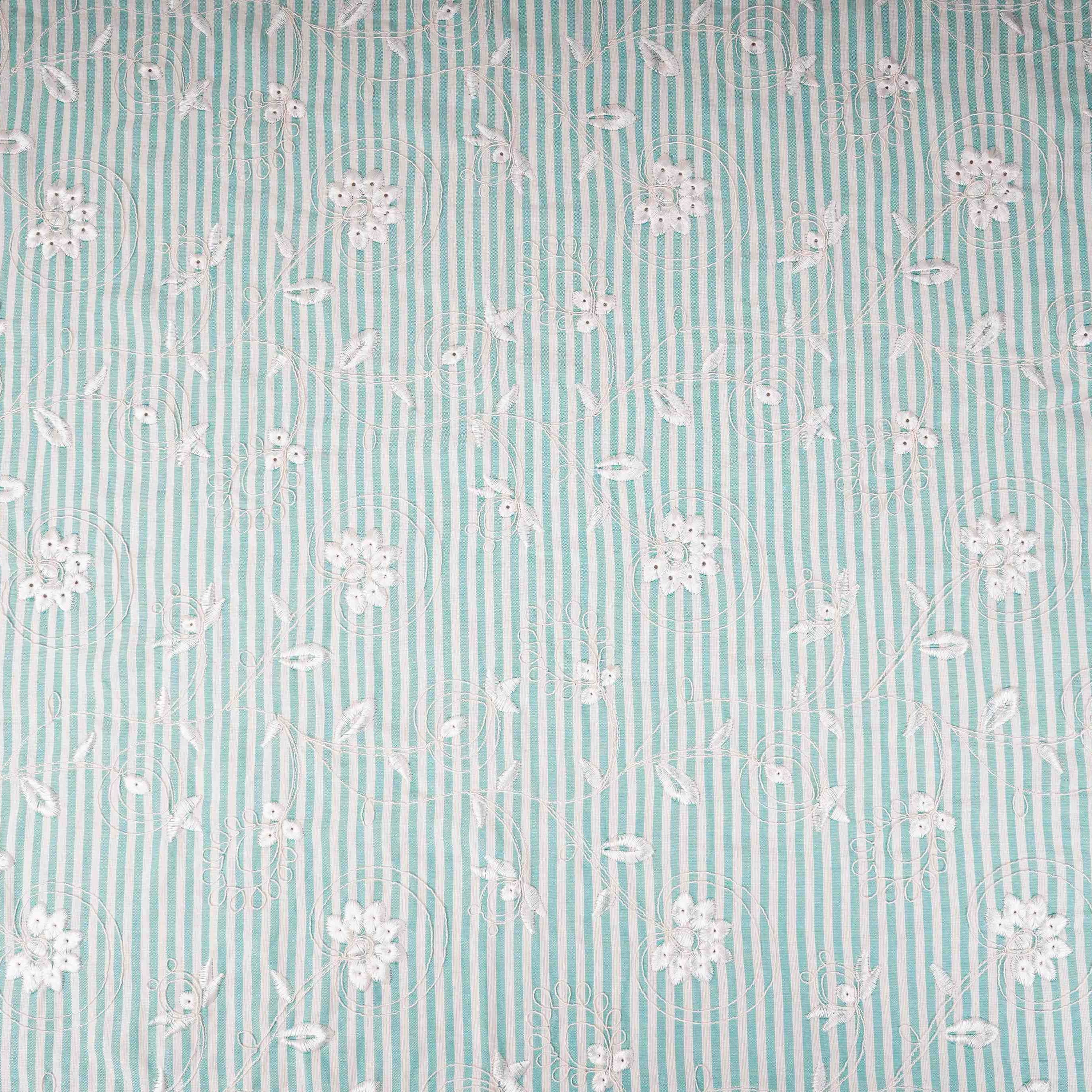 Purple Stripes Floral Embroidery South Cotton Fabric ZA-30588 - TradeUNO
