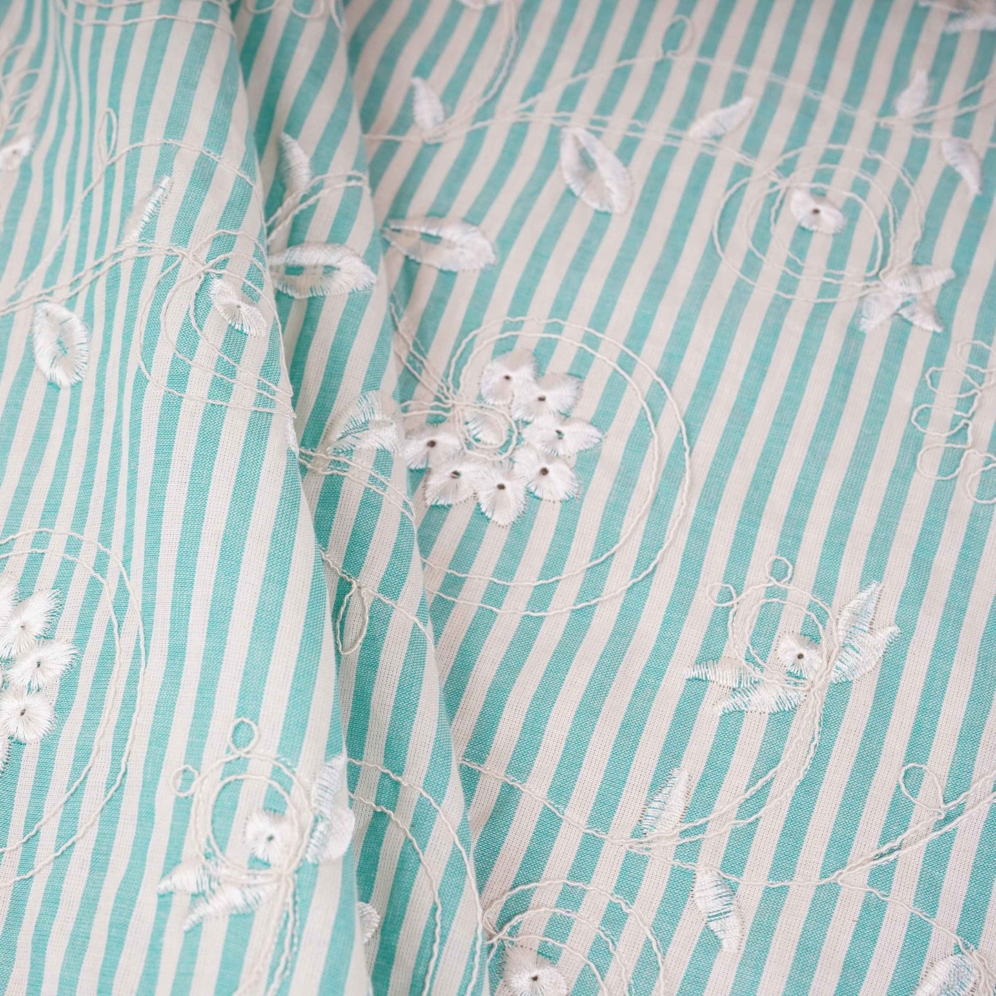 Purple Stripes Floral Embroidery South Cotton Fabric ZA-30588