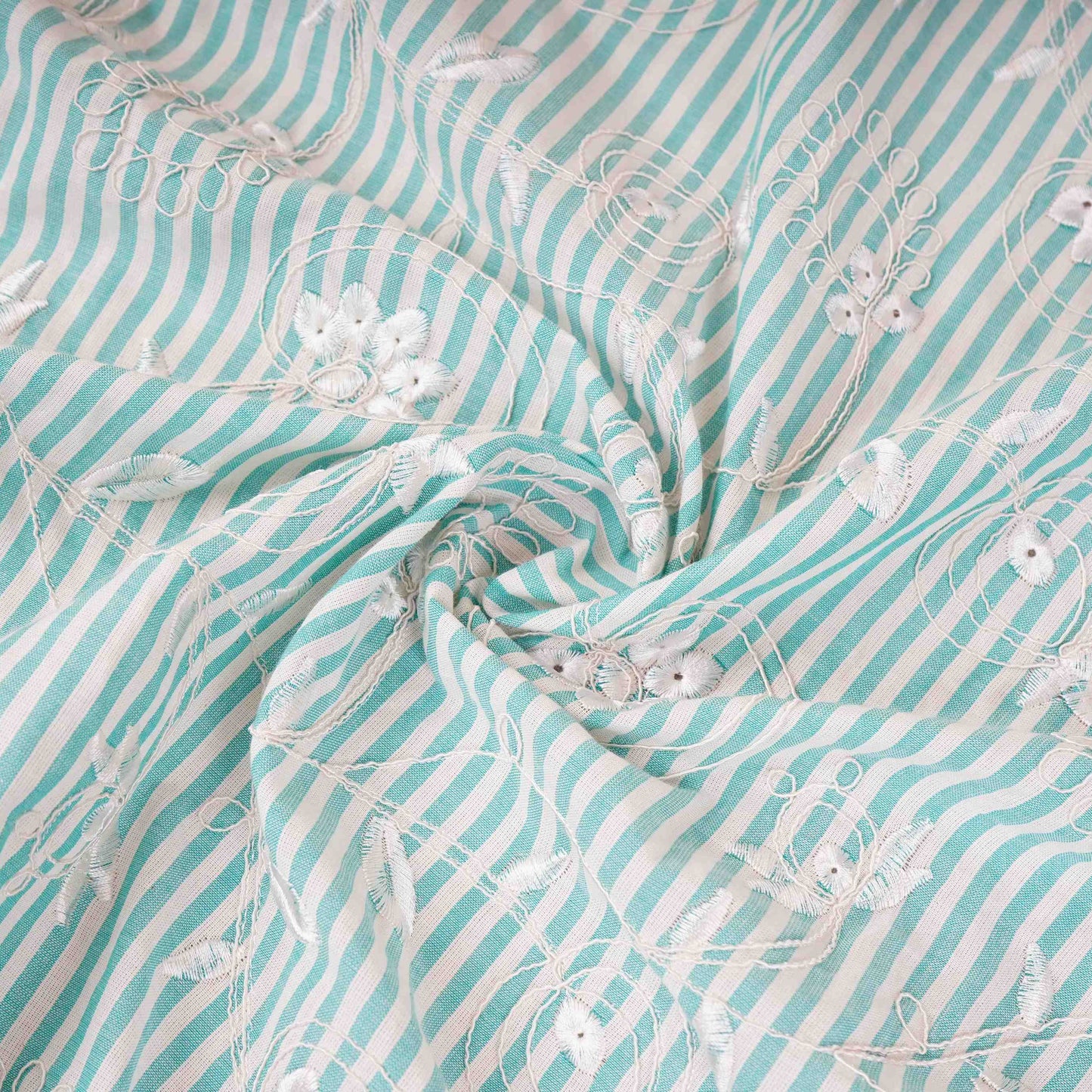 Purple Stripes Floral Embroidery South Cotton Fabric ZA-30588