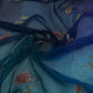 Royal Blue with Dark Green 4D floral embroidery Pure 27gm Organza Fabric GPF-32281