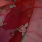 Red with Orange 4D floral embroidery Pure 27gm Organza Fabric GPF-32282