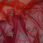 Red with Orange 4D floral embroidery Pure 27gm Organza Fabric GPF-32282