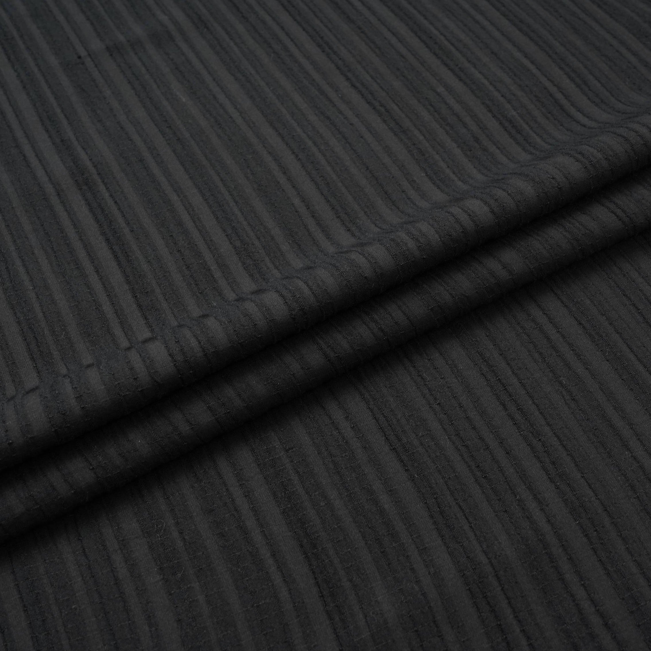 Black Solid Crushed Poplin LI-32163 - TradeUNO