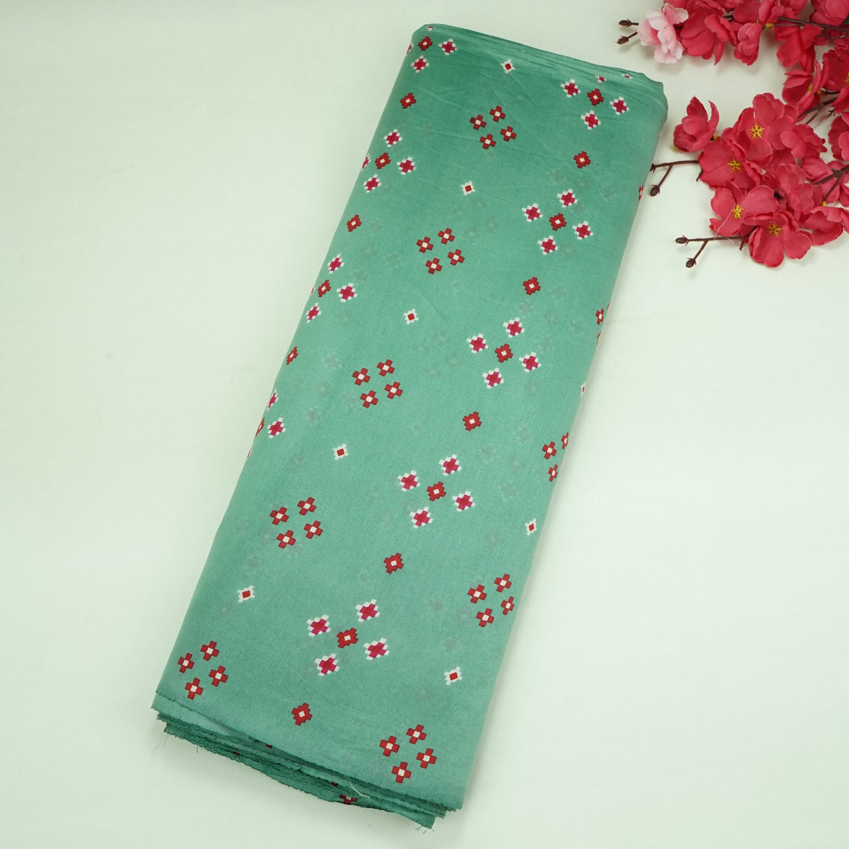 Pista Green Small Buti Print Chanderi Fabric SC-34764
