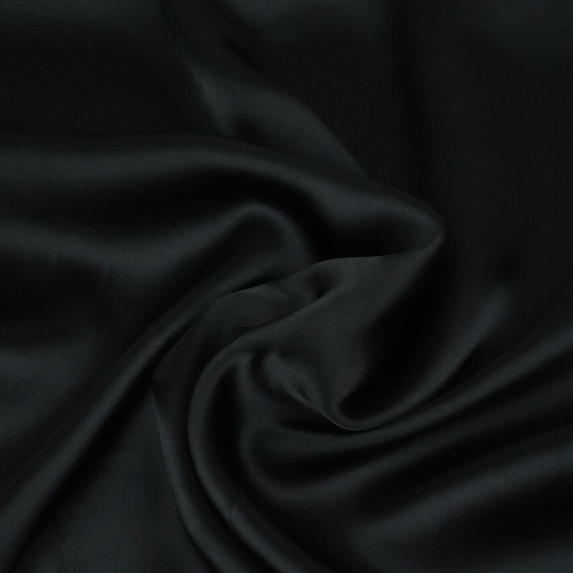 Black Solid Roman Silk Fabric PFM-05 - TradeUNO