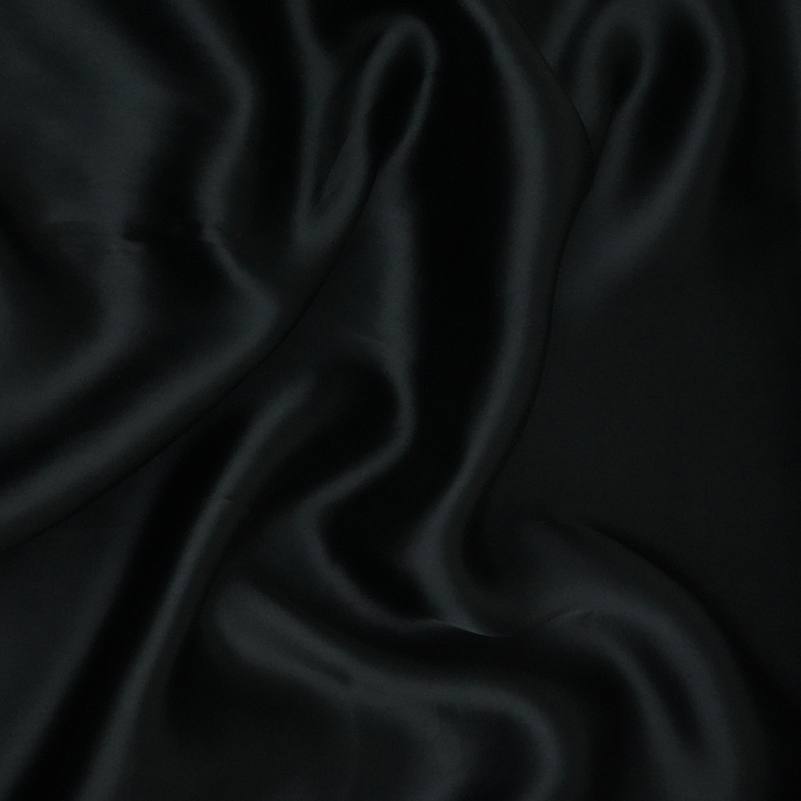 Black Solid Roman Silk Fabric PFM-05 - TradeUNO