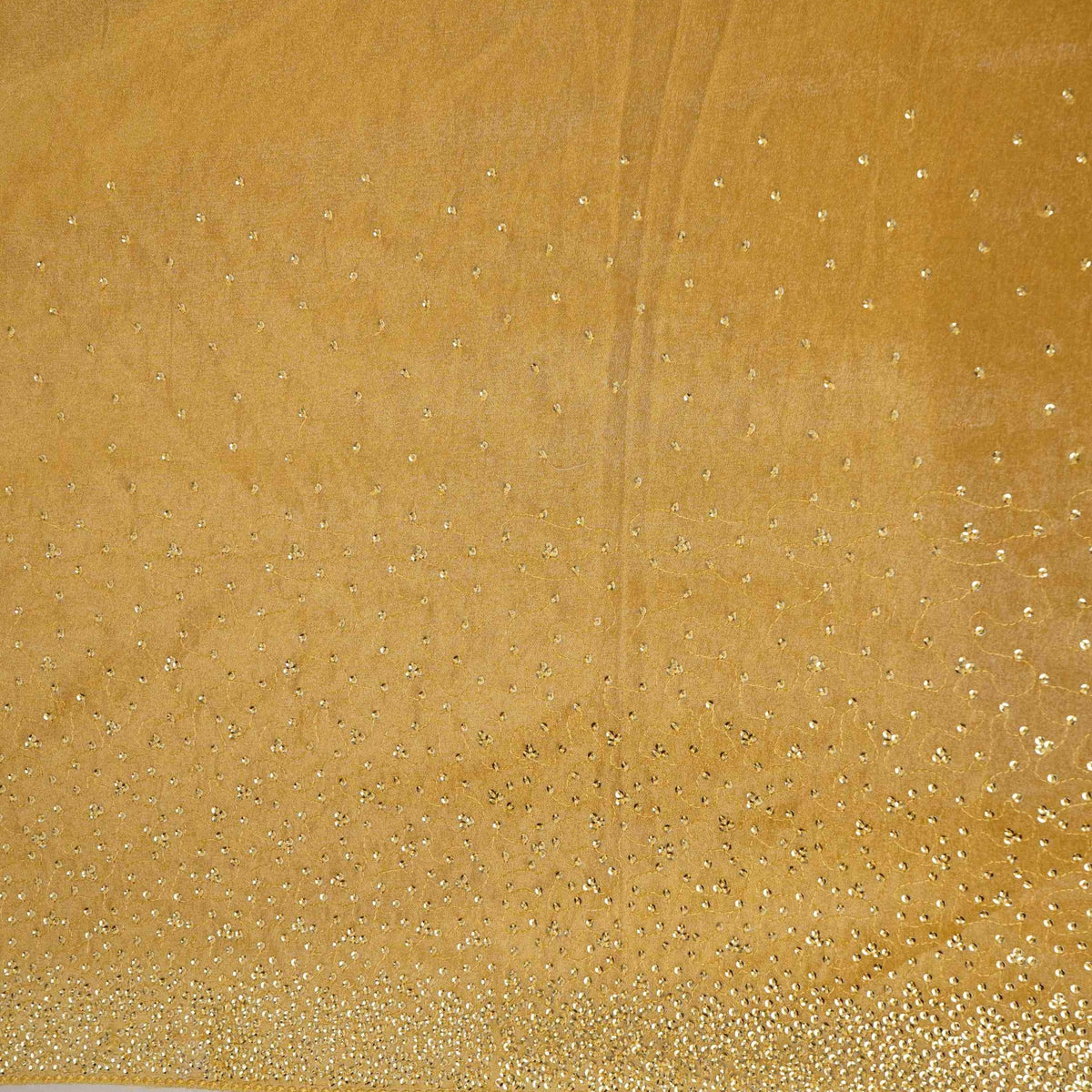 Yellow Shimmer Sequins Embroidery Kanjivaram Organza Fabric JD-34059