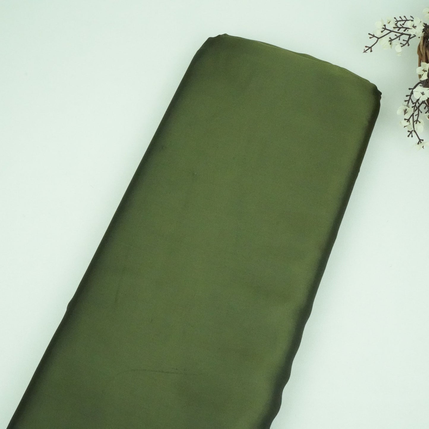 Olive Green Solid Roman Silk Fabric PFM-10