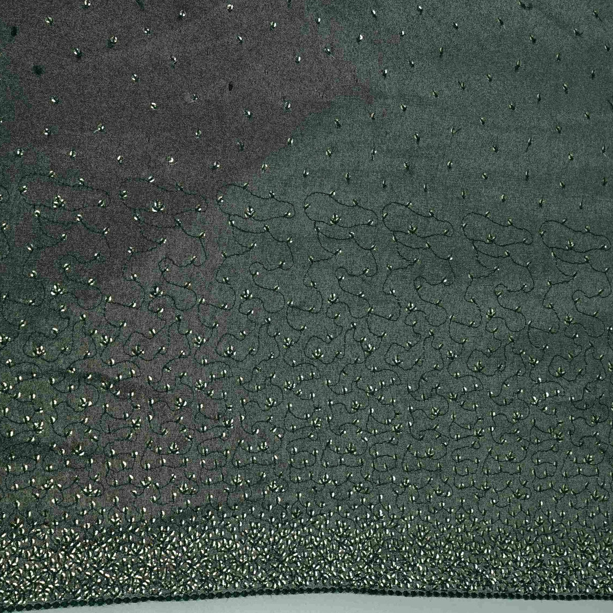 Green Shimmer Sequins Embroidery Kanjivaram Organza Fabric JD-34057