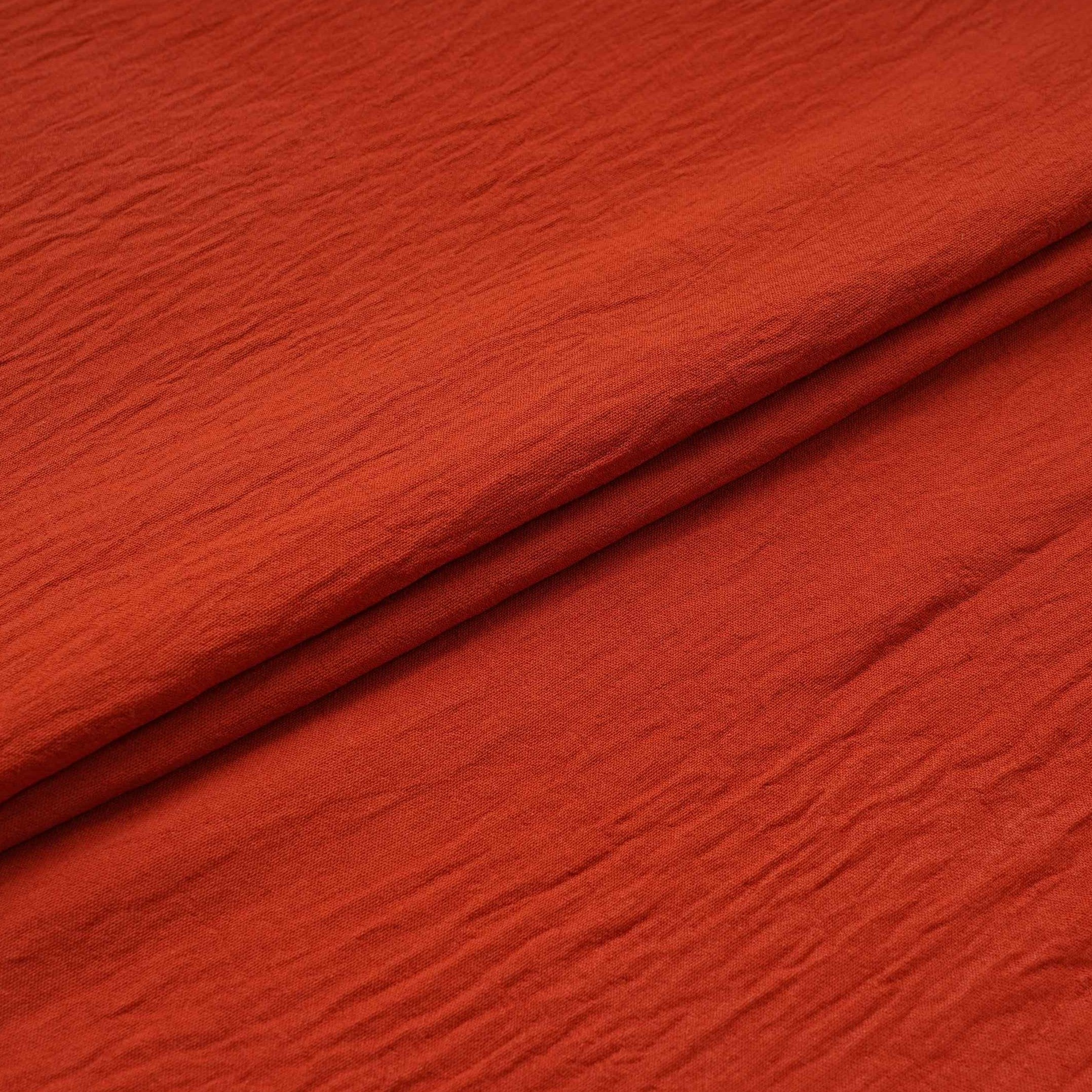 Rust Red Solid Chinnon Lycra Fabric LI-32157 - TradeUNO