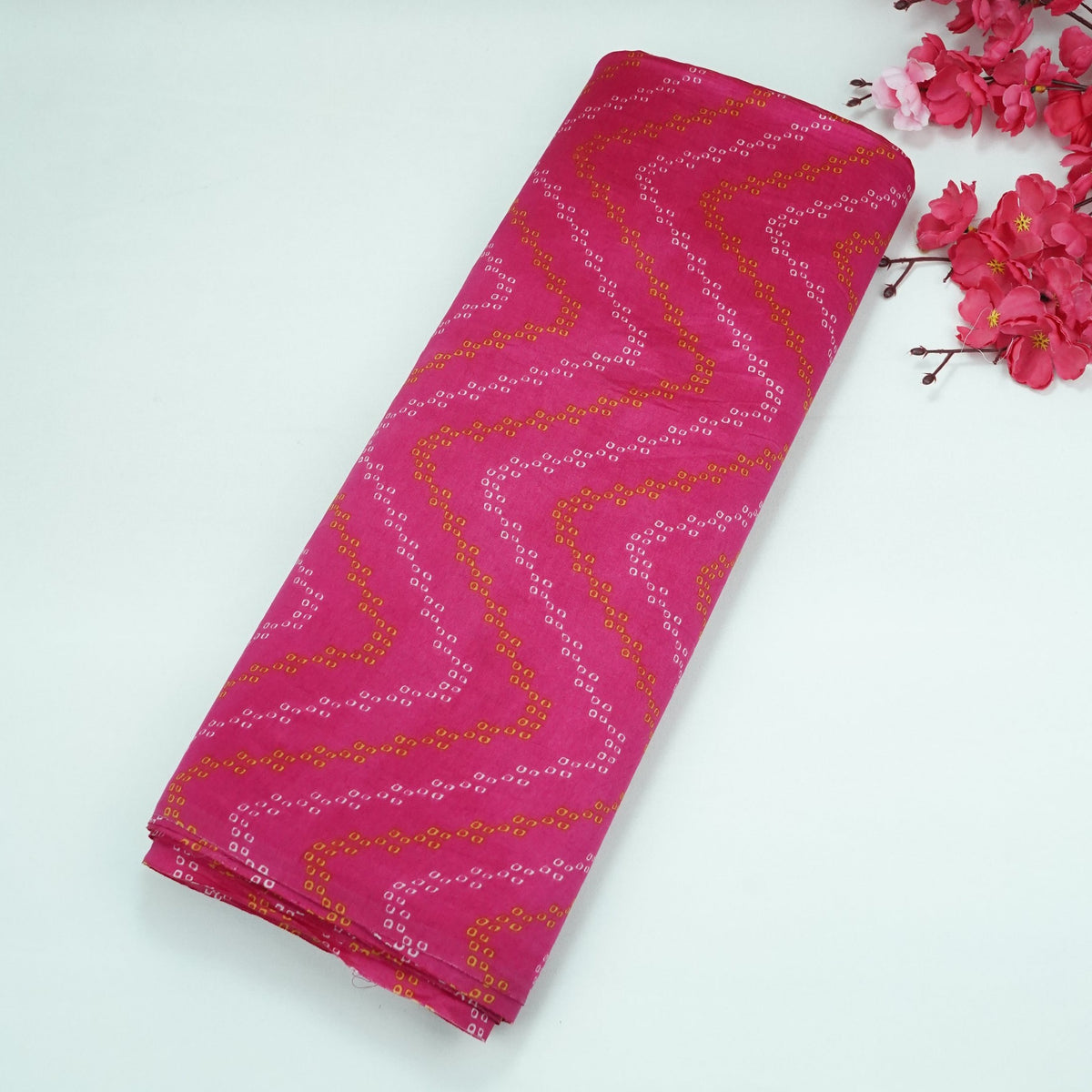 Magenta Bandhani Print Chanderi Fabric SC-34752