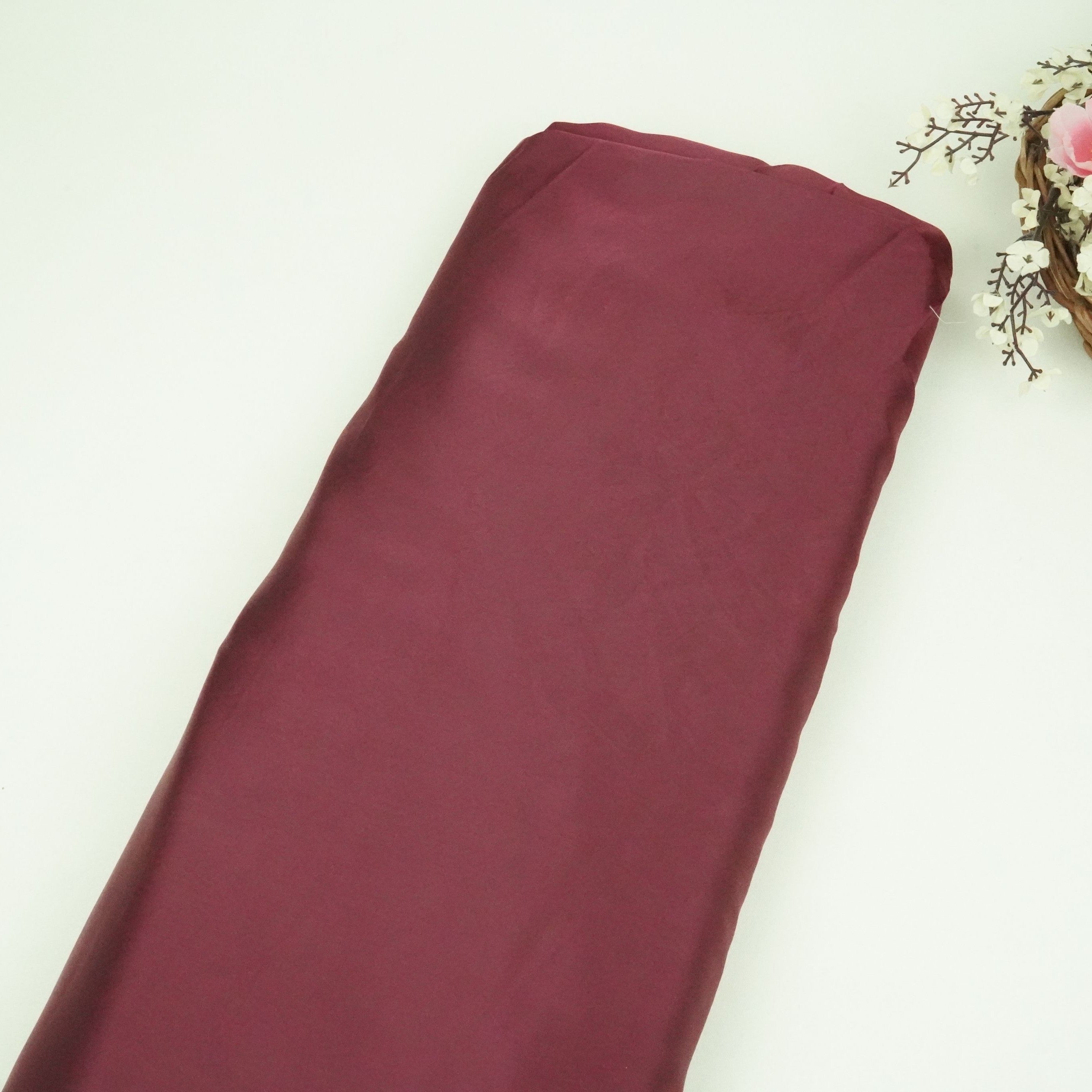 Wine Solid Roman Silk Fabric PFM-06 - TradeUNO