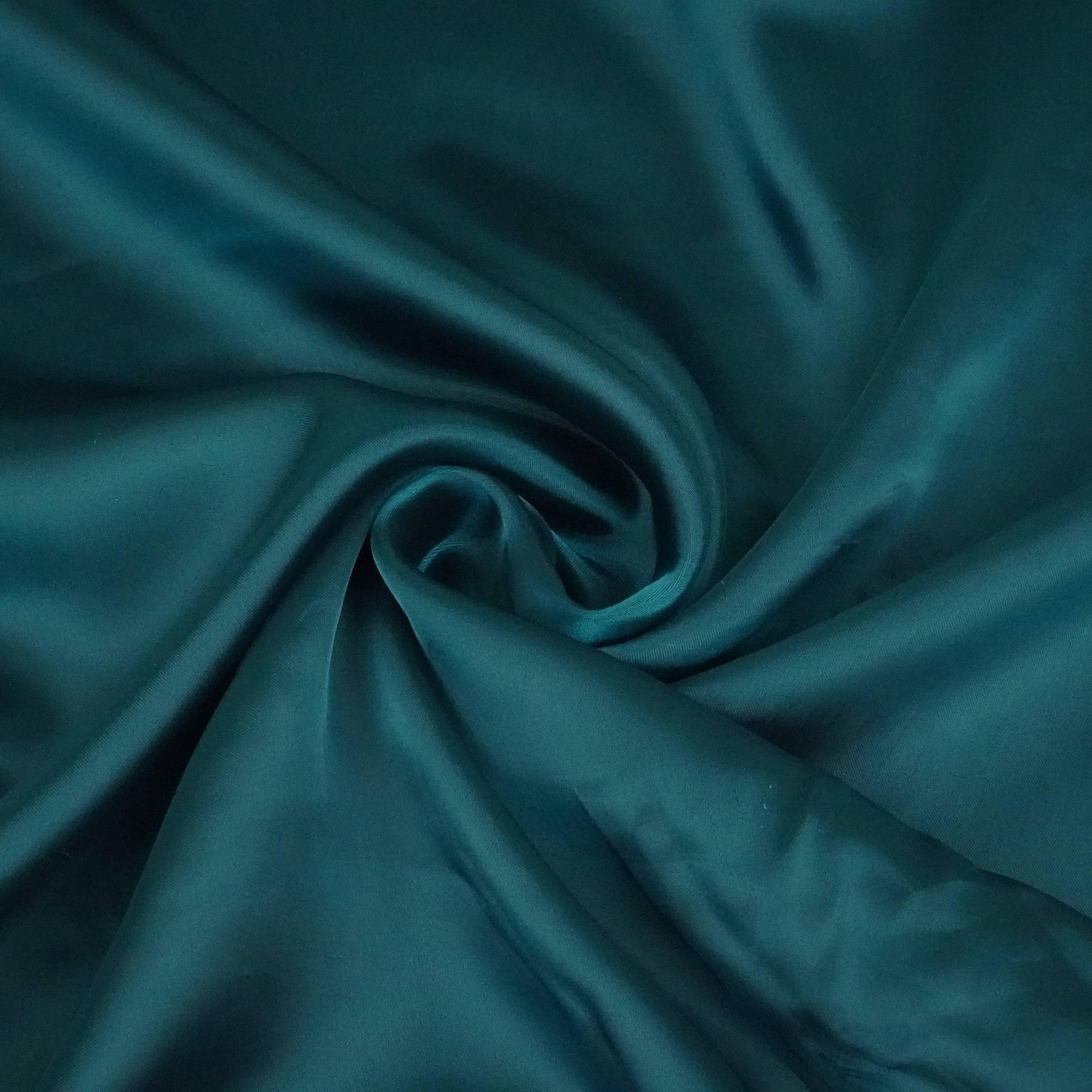 Teal Blue Solid Roman Silk Fabric PFM-03 - TradeUNO