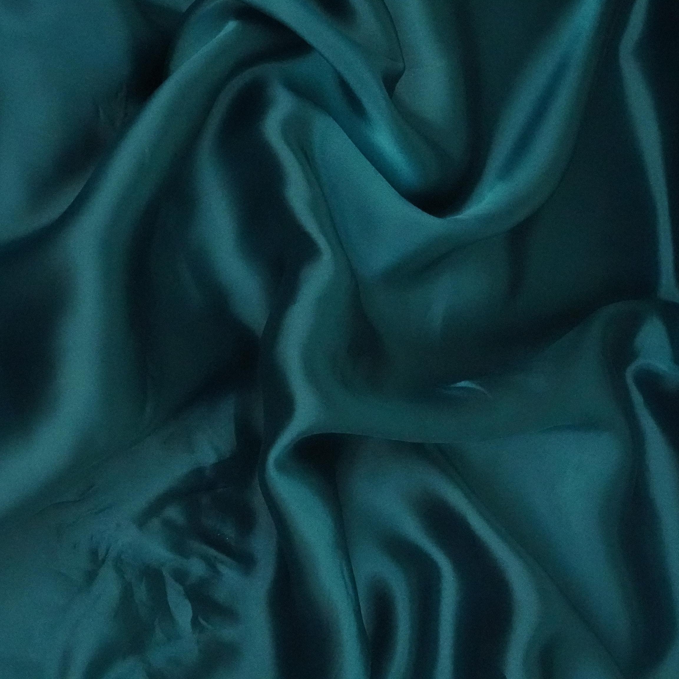 Teal Blue Solid Roman Silk Fabric PFM-03 - TradeUNO