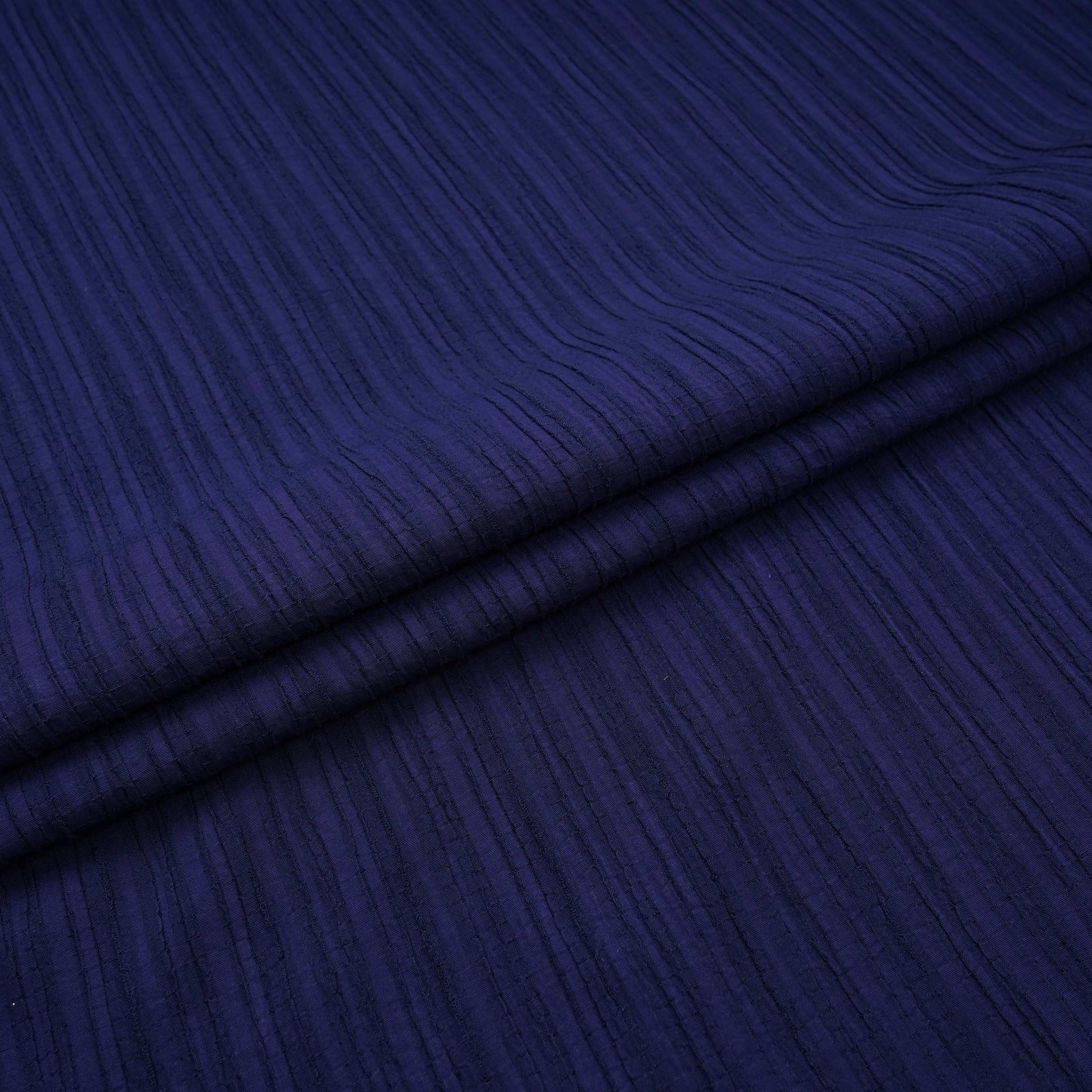 Navy Blue Solid Crushed Poplin LI-32165 - TradeUNO