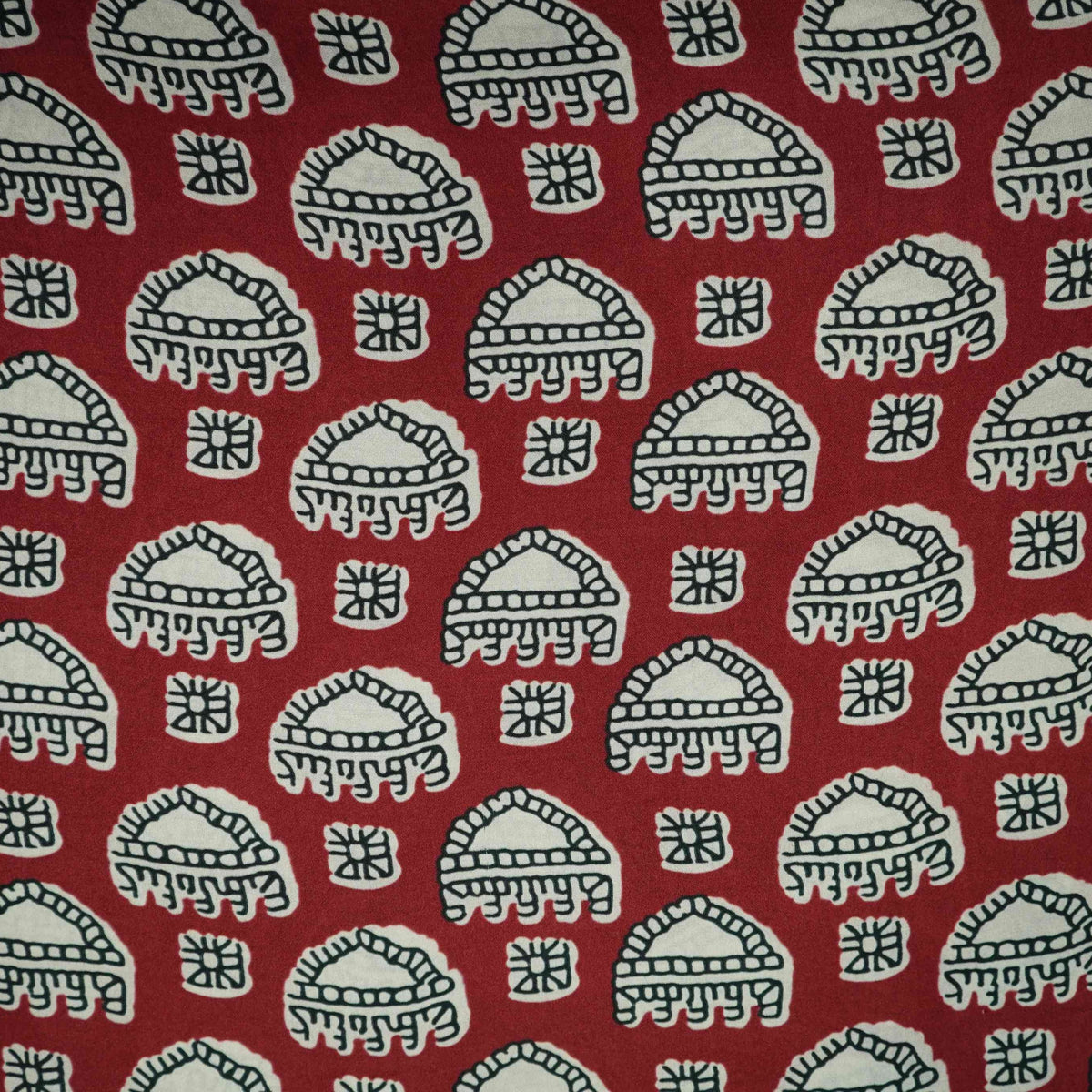 Maroon Floral Print Modal Satin Fabric VP-35413