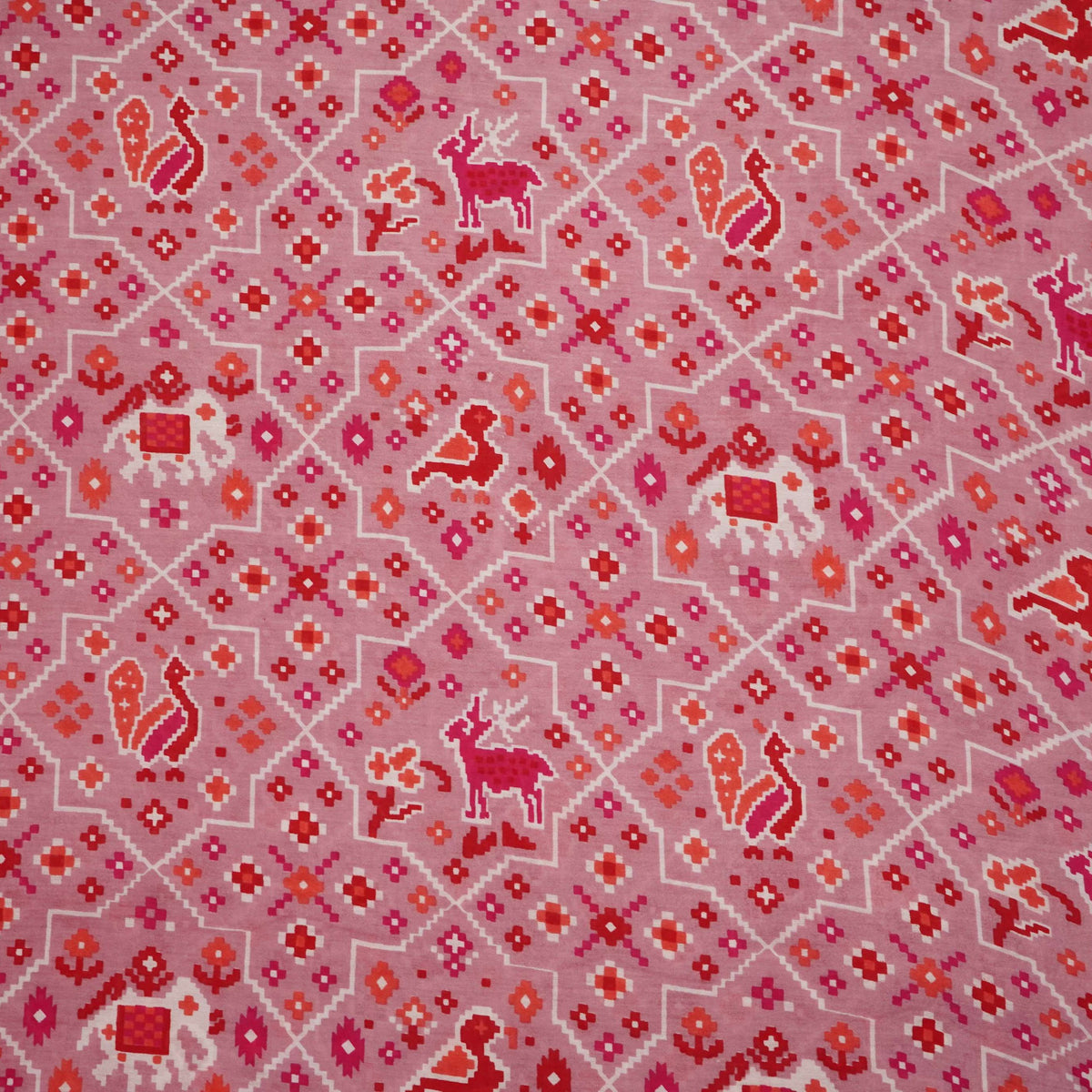 Onion Pink Traditional Patola Chanderi Fabric SC-34757