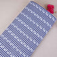 Navy Blue & White Check Floral Stripes Embroidery Cotton Fabric MJF-30615