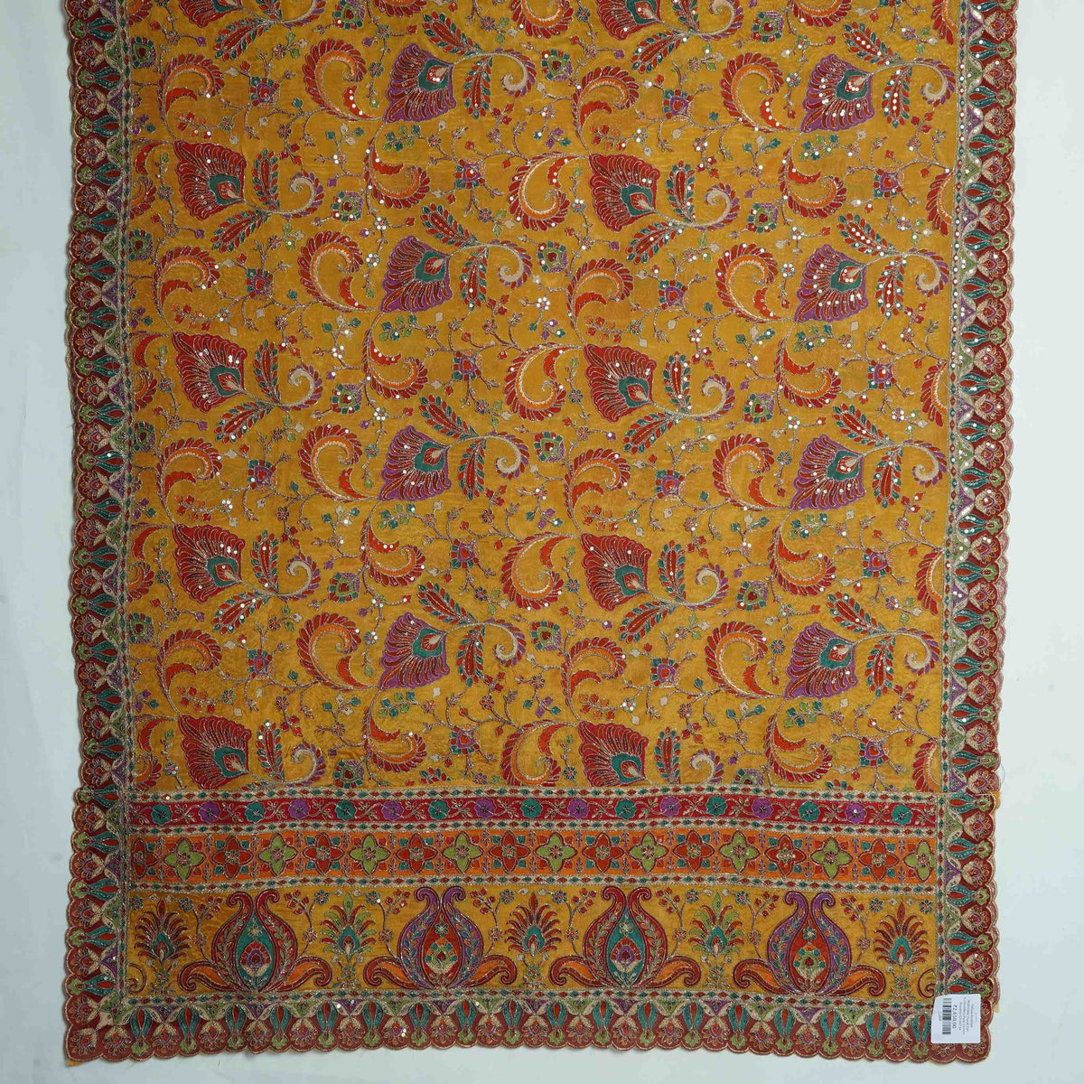 Yellow Position Multicolor Floral Zari Embroidery Pure Chinon Dupatta GT-34134 – image 2 of 3