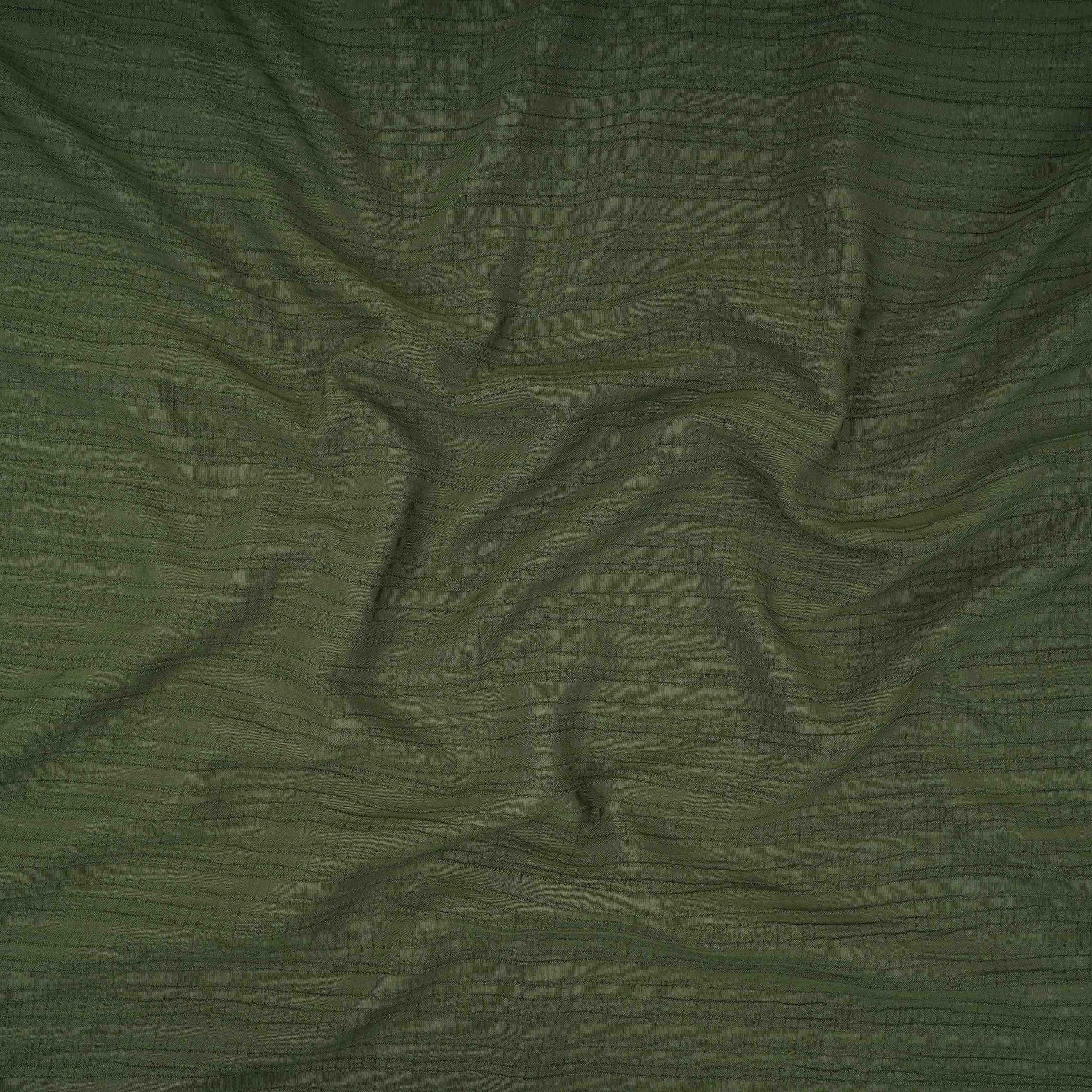 Olive Green Solid Crushed Poplin LI-32162 - TradeUNO
