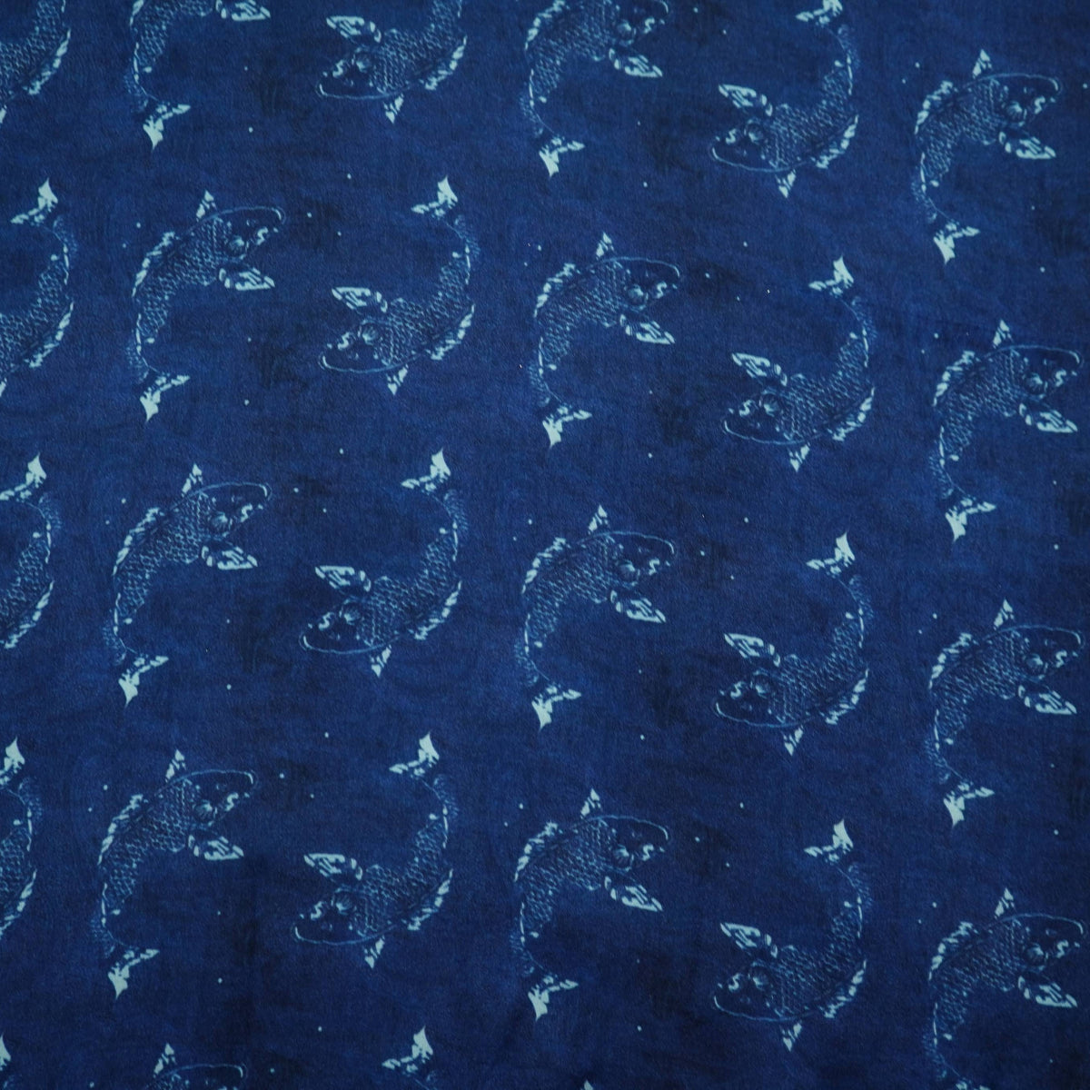 Navy Blue Floral Print Modal Satin Fabric VP-35415