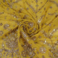Yellow Mughal Bird & Floral Jaal Embroidery Georgette Fabric DR-32394