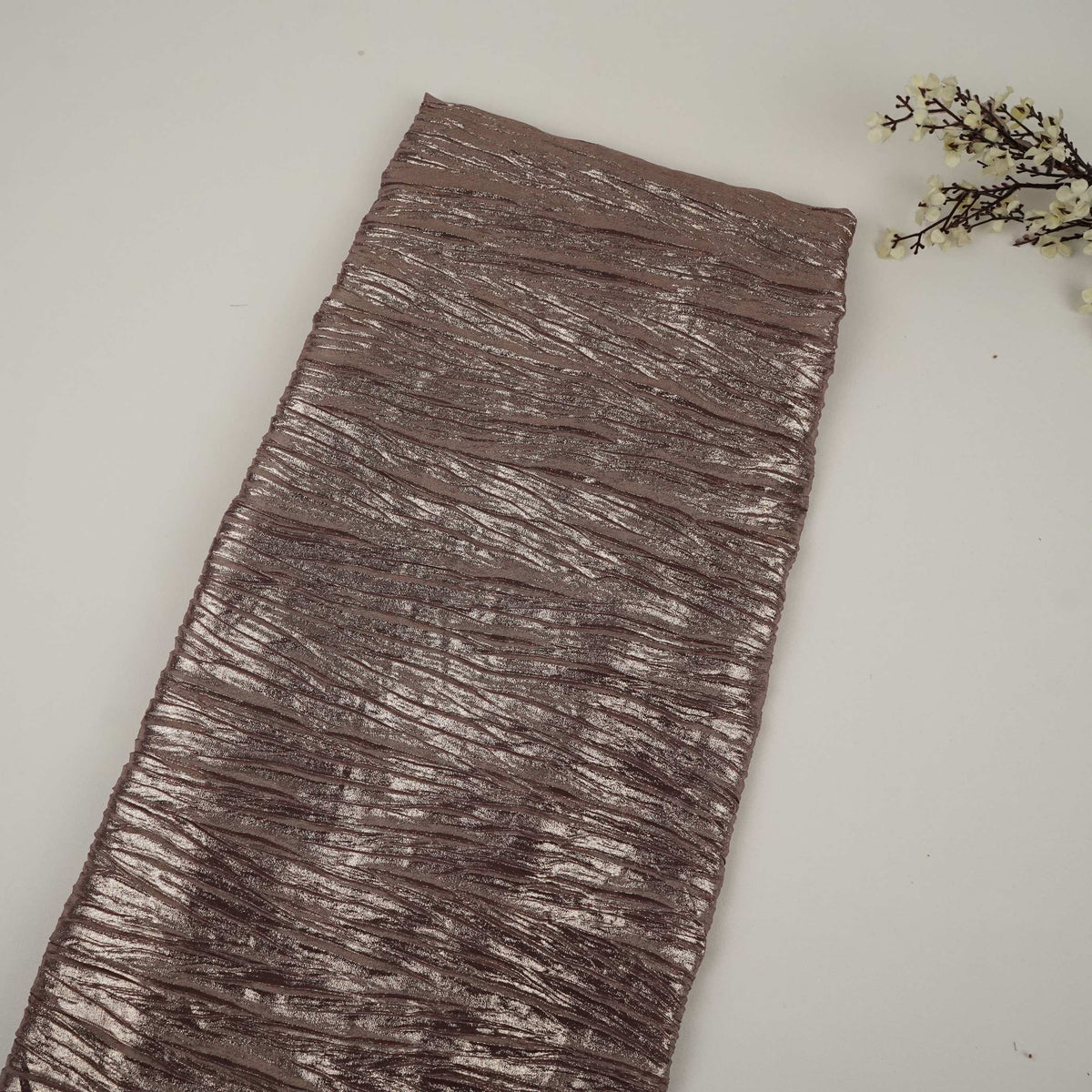 Lavender Pleated Golden Foil Chiffon Fabric LI-33893