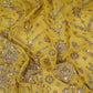 Yellow Mughal Bird & Floral Jaal Embroidery Georgette Fabric DR-32394