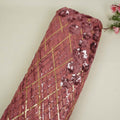 Pink & Golden Sequins Embroidery Net Fabric TF-34333