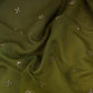 Parrot Green With Light Green 4D Geometrical Sequins Embroidery Malai Chanderi Fabric VF-32319