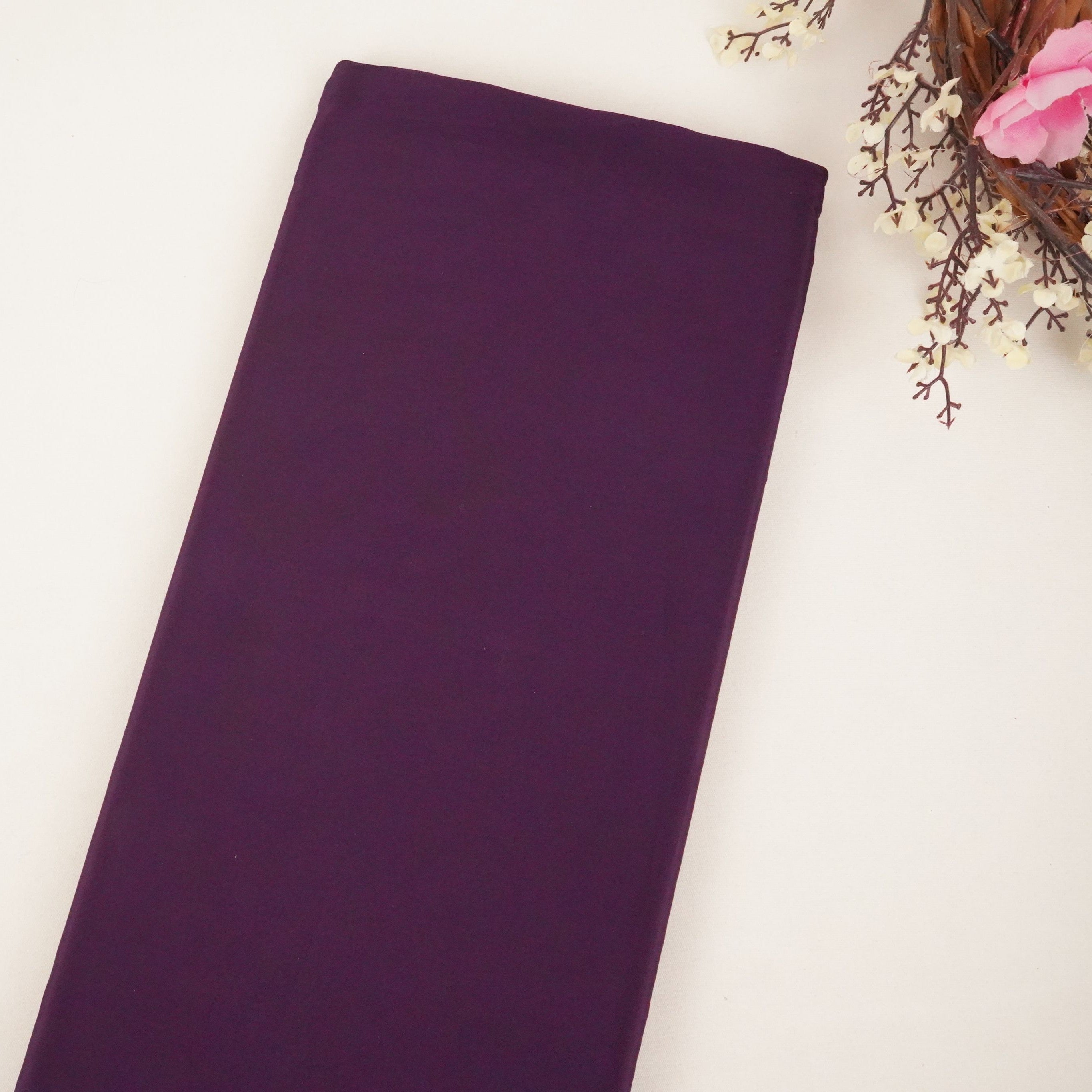Dark Purple Solid Natural Crepe Fabric GT-19737 - TradeUNO