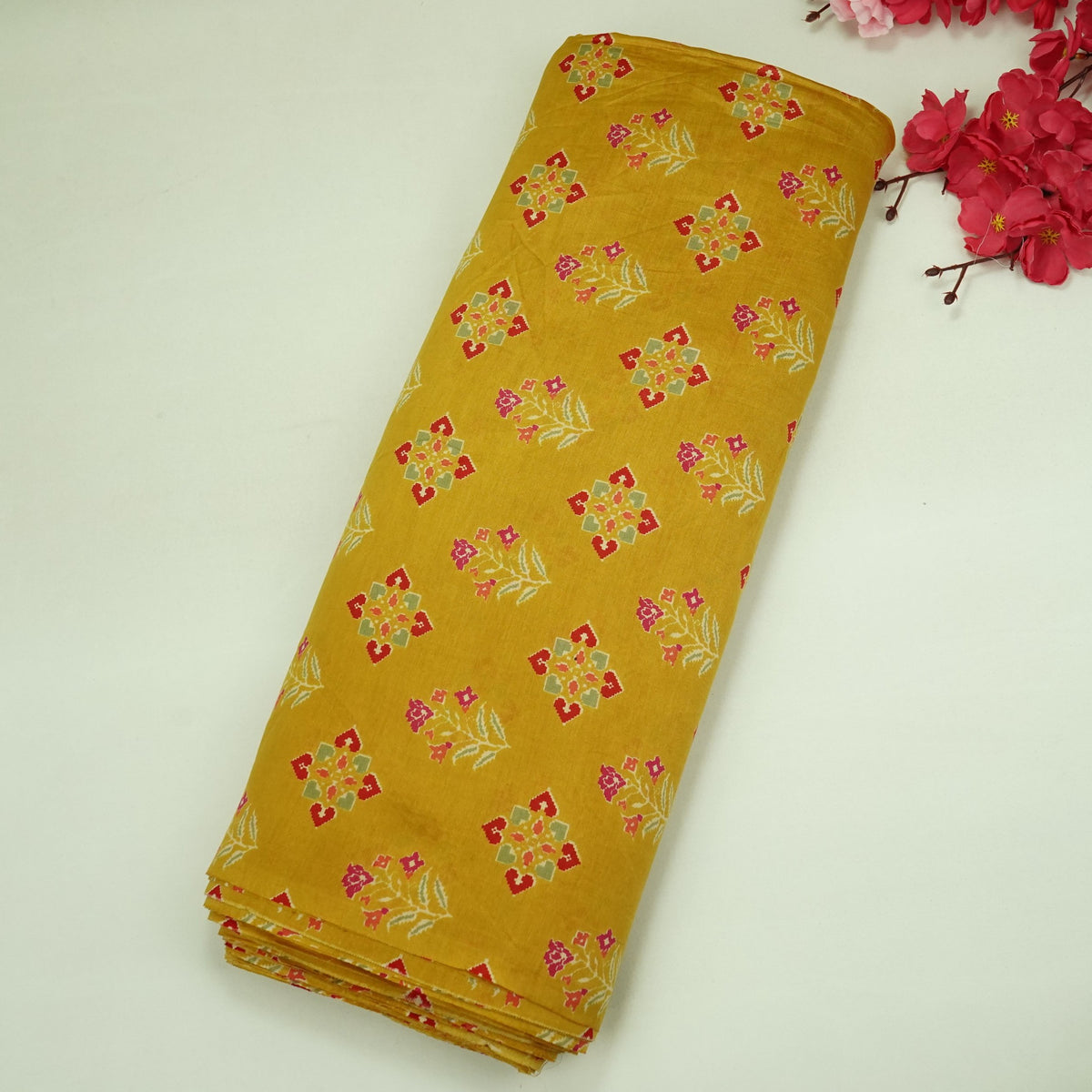 Yellow Small Buti Chanderi Fabric SC-34733