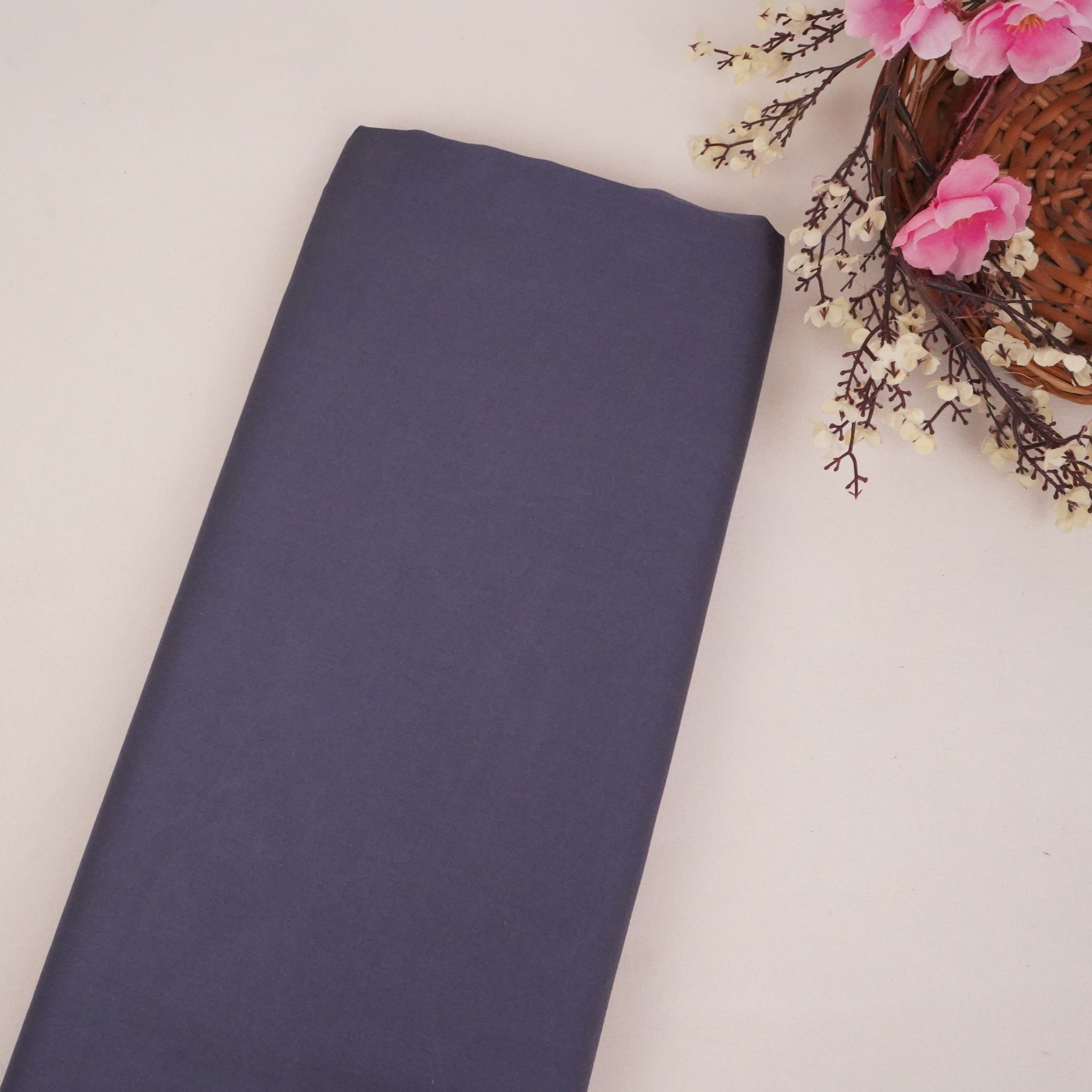 Slate Blue Solid Bemberg Silk Fabric KC-13538 - TradeUNO