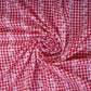Red & White Check Floral Stripes Embroidery Cotton Fabric MJF-30617