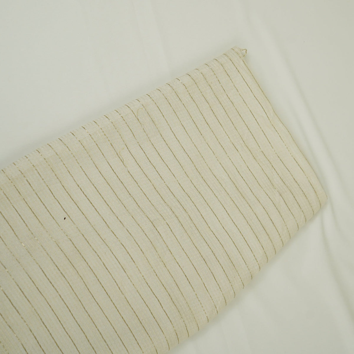 White Stripe Thread Embroidery Dyeable Raw Silk Fabric AT-33876