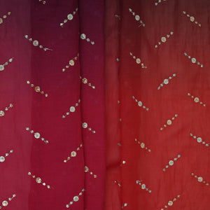 Red with Pink 4D Buti embroidery Malai Chanderi Fabric VF-32238 - TradeUNO