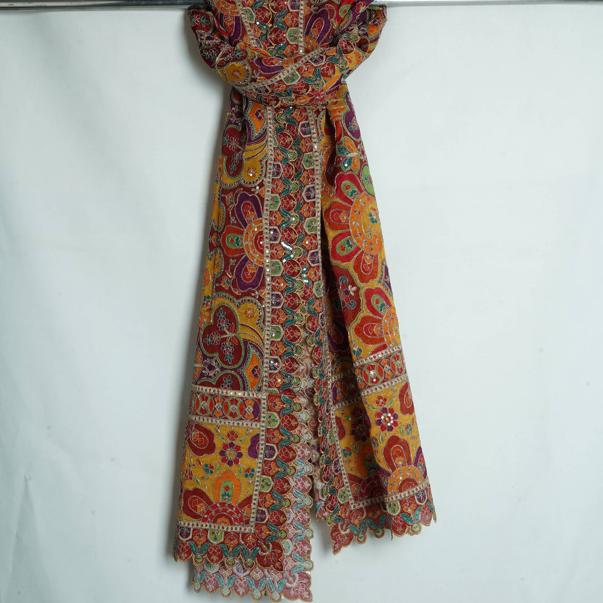 Yellow Position Multicolor Zari Embroidery Pure Chinon Dupatta GT-34120 – image 3 of 3