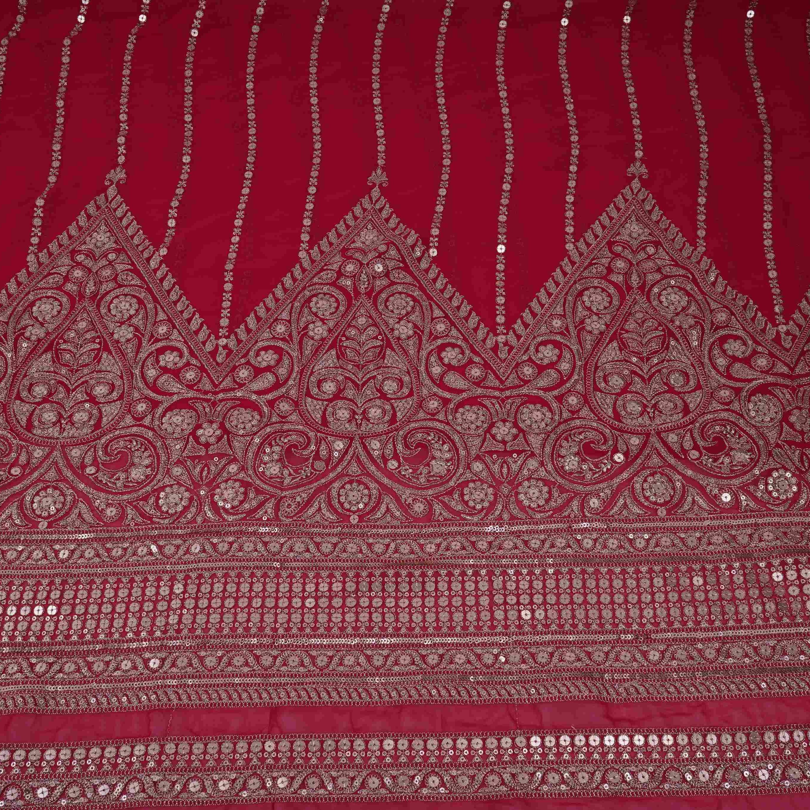 Pink Zari Stripes With Sequins Embroidery Georgette Fabric DR-32371 - TradeUNO
