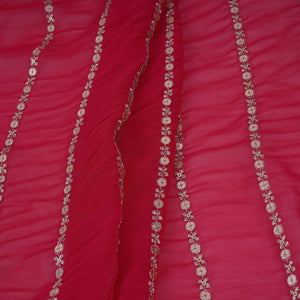Pink Zari Stripes With Sequins Embroidery Georgette Fabric DR-32371 - TradeUNO