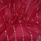 Pink Zari Stripes With Sequins Embroidery Georgette Fabric DR-32371